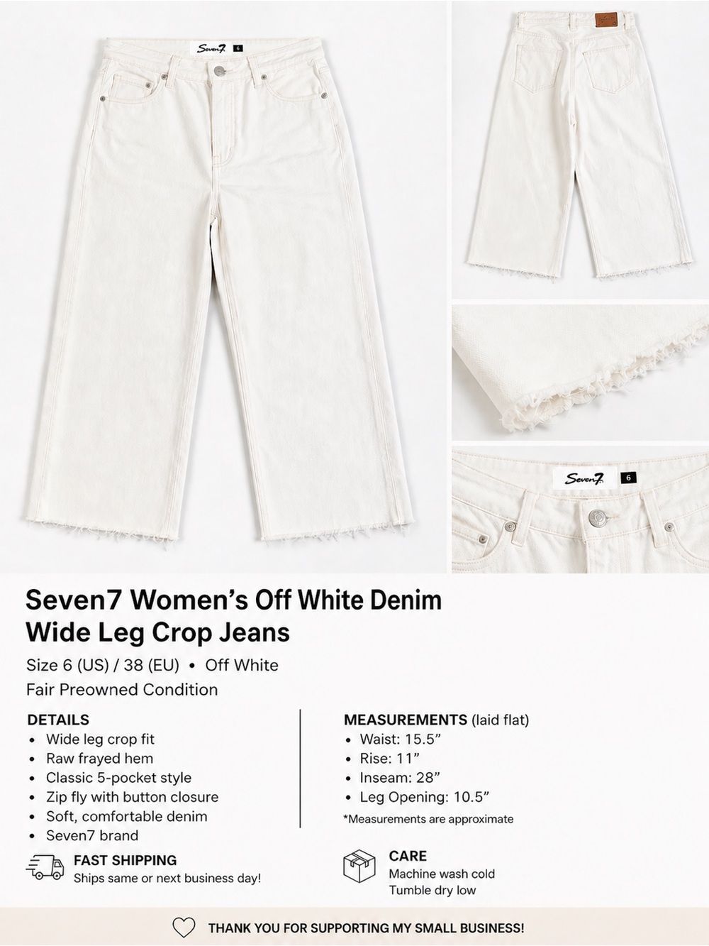 Seven7 Off-White Ankle Jeans
